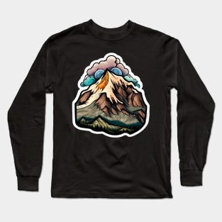 Storm Clouds over Mountain Peak Sticker Long Sleeve T-Shirt